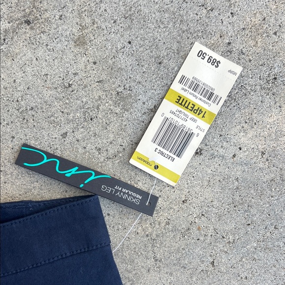 INC International Concepts Navy Patterned Skinny Pants - Picture 4 of 6